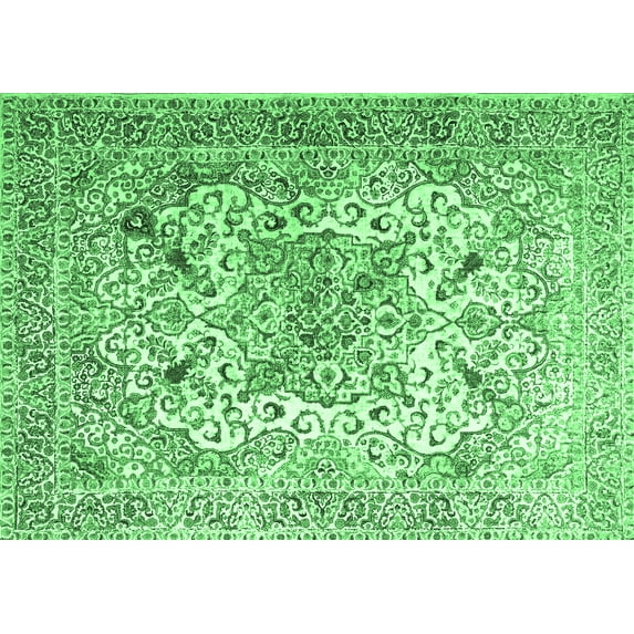 Ahgly Company Indoor Rectangle Medallion Emerald Green Traditional Area Rugs, 5' x 7'
