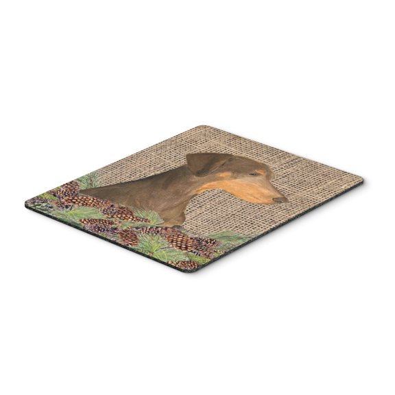 Carolines Treasures SS4070MP "Doberman on Faux Burlap with Pine Cones Mouse Pad Hot Pad or Trivet" Large multicolor