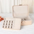 thumbnail image 6 of REGALWOVEN 2 Layer Jewelry Box for Women Girls Birthday Gifts, PU Leather Jewelry Organizer Case Storage Display Holder with Drawer Beige 9*6*3.5in, 6 of 7