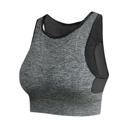 

Greyghost ZL-Women Breathable Mesh Sports Bras Shockproof Padded Athletic Running Bra Solid Seamless Fitness Sport Tops Vest