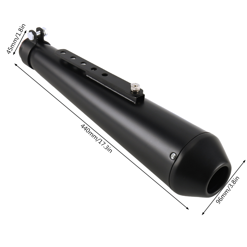 MTFun 1.5-1.8in Exhaust Muffler Motorcycle Exhaust Pipe in Black Universal Stainless Steel
