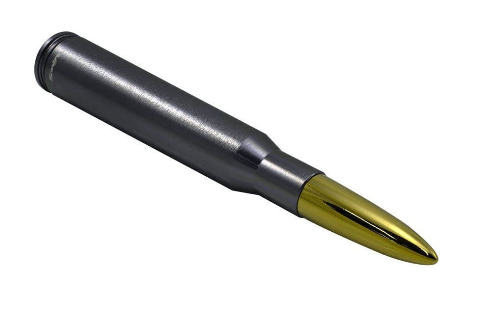 VMS 50 CALIBER BULLET STYLE ALUMINUM REPLACEMENT SHORT ANTENNA GUN METAL GOLD