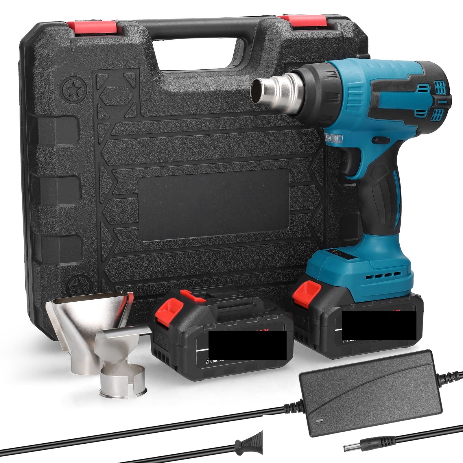 Cordless Handheld Hot Air Heating Machine Lithium Rechargeable Heating Equipment High Temperature Power Tool with 3 Nozzles ,Variable Temperature