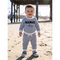 thumbnail image 4 of Loicainy Infant Baby Boy Fall Outfit 3 6 12 18 Months Letter Embroidery Striped Waffle Long Sleeve Rompers and Pants 2 Piece Clothes Set, 4 of 9