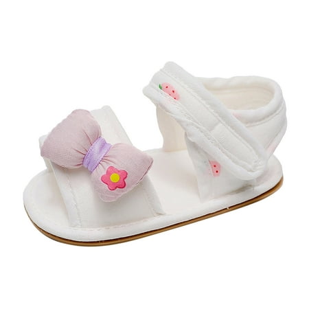 

kpoplk Toddler Sandals Girl Closed Toe Girls Bowknot Open Toe Cartoon Prints Shoes First Walkers Shoes Baby Sandals(Pink)