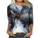 thumbnail image 2 of ICHUANYI Clearance Women's Fashion Printed Loose T-shirt Mid-length 3/4 Sleeves Blouse Round Neck Casual Tops(Gray, S) ICHUANYI WER2023080912167, 2 of 5