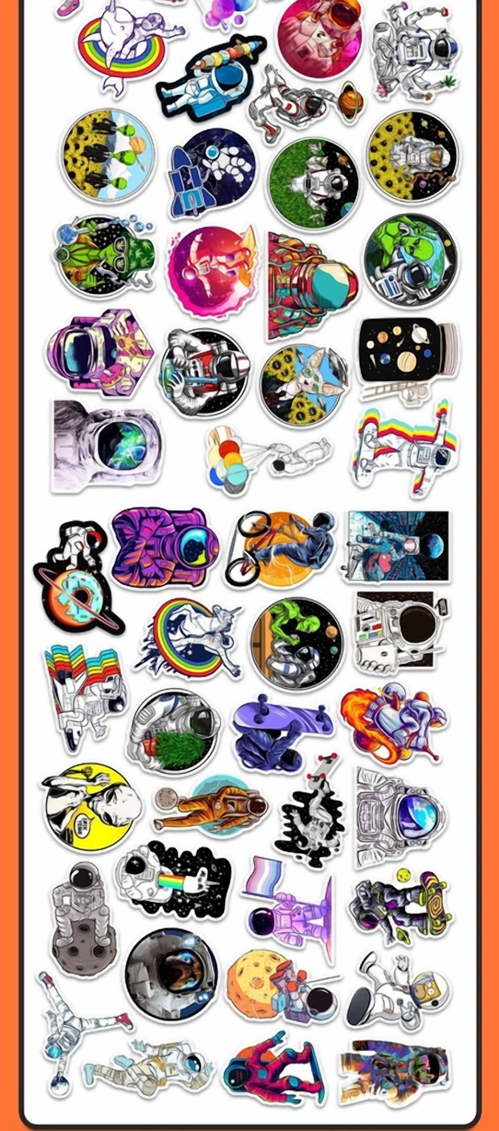 BUTTERFLY- 50Pcs Waterproof Vinyl Stickers Astronaut Nasa Alien Luggage Phone Laptop Window