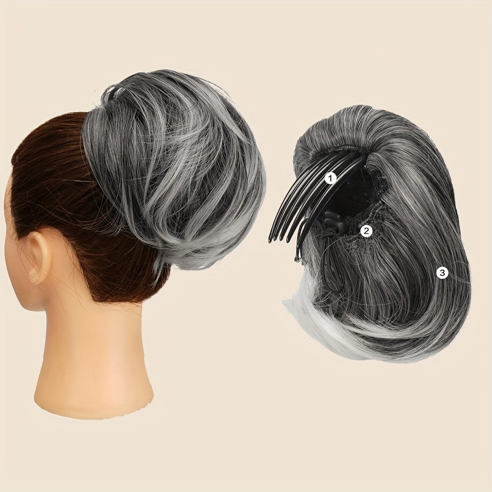 Straight Hair Bun Drawstring Synthetic Hair Extension Comb Clip Ponytail Updo Hairpiece