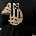 thumbnail image 2 of Black White Striped Phone Case Compatible with iPhone 13 Pro Max Stylish Stripes Print Chic Retro Aesthetic Full Protective Slim Fit Glossy Soft Girly Never Faded 13promax 6.7" Cover, 2 of 9