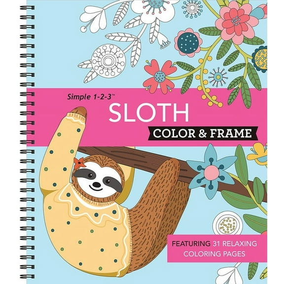Color & Frame Color & Frame - Sloth (Adult Coloring Book), (Spiral-Bound)