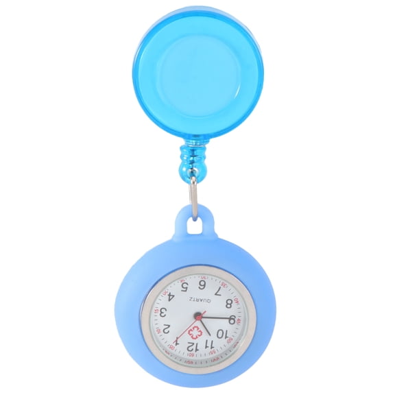 LOLIPPYY Sky Blue Nurse Pocket Watch Clip on Badge Reel Durable Smiling Face Design