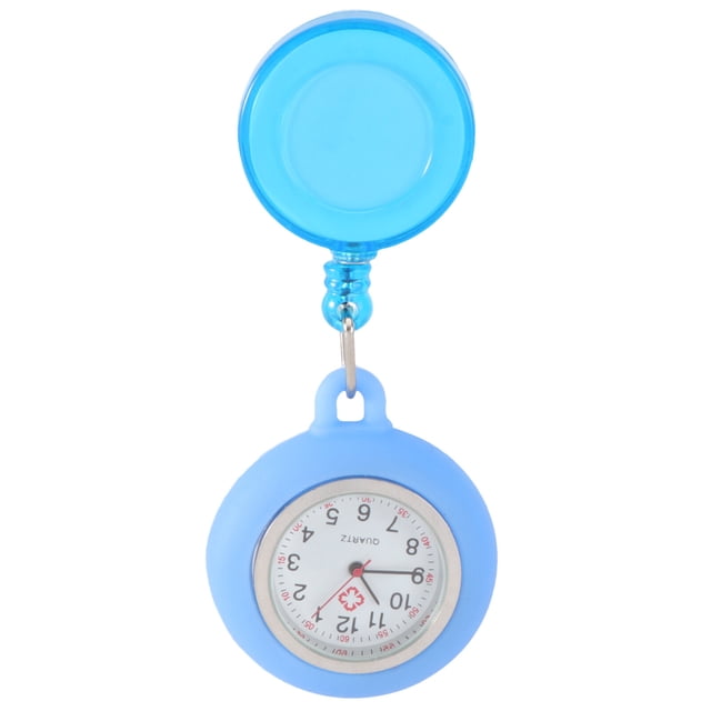 Badge Reel Pocket Watch Fashion Pocket Watch Clip-on Pocket Hanging Watch Creative Pocket Hanging Watch Test Watch for Students (Light Blue)