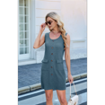 thumbnail image 4 of Parfaitlady Women'S 2025 Summer Sleeveless Mini Dress Crewneck Button Knit Solid Color Bodycon Party Short Dresses with Pockets  S, 4 of 7