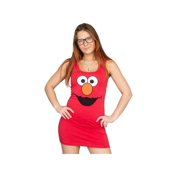 Sesame Street Elmo Junior Womens Fitted Tank Dress (Large)