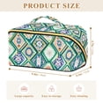 thumbnail image 4 of FORMRS Makeup Bag Travel Cosmetic Organizer for Women Fold Flat Zipper Pouch with Handle, Green Geometric Flowers, 4 of 8