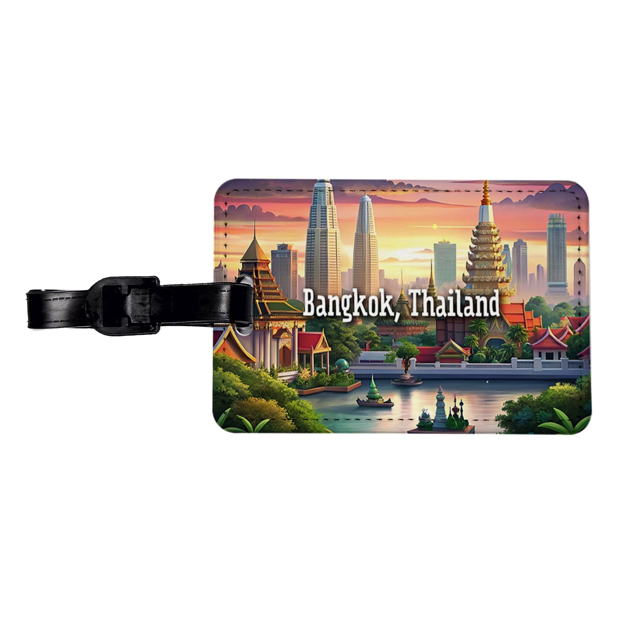 Bangkok, Thailand Travel City Country Stamp Faux Leather Travel Luggage Tag