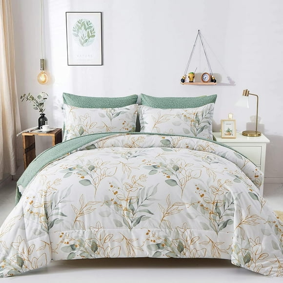 Juego de edredón WONGS BEDDING Botanical Queen, 7 piezas, color verde