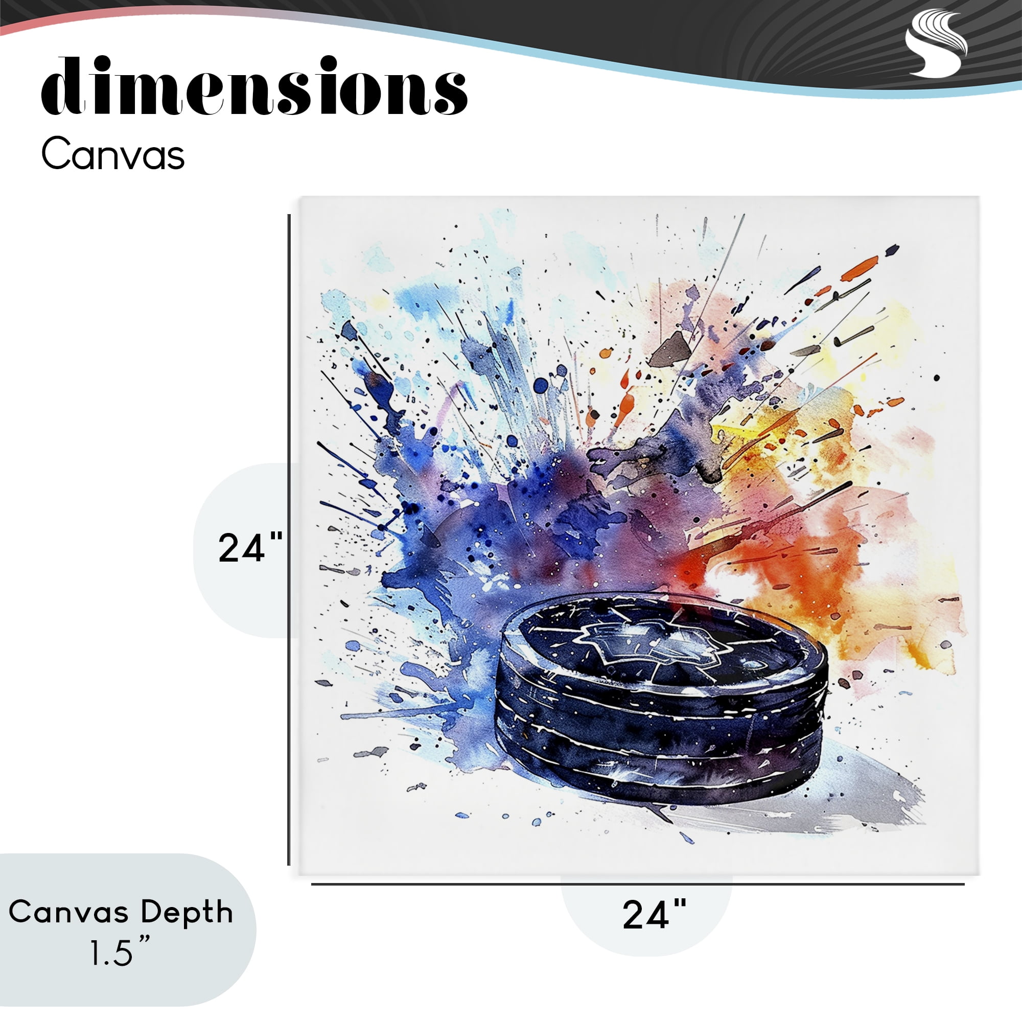 Stupell Industries Hockey Splash Watercolor Burst Canvas Wall Art, design by LSR Design Studio