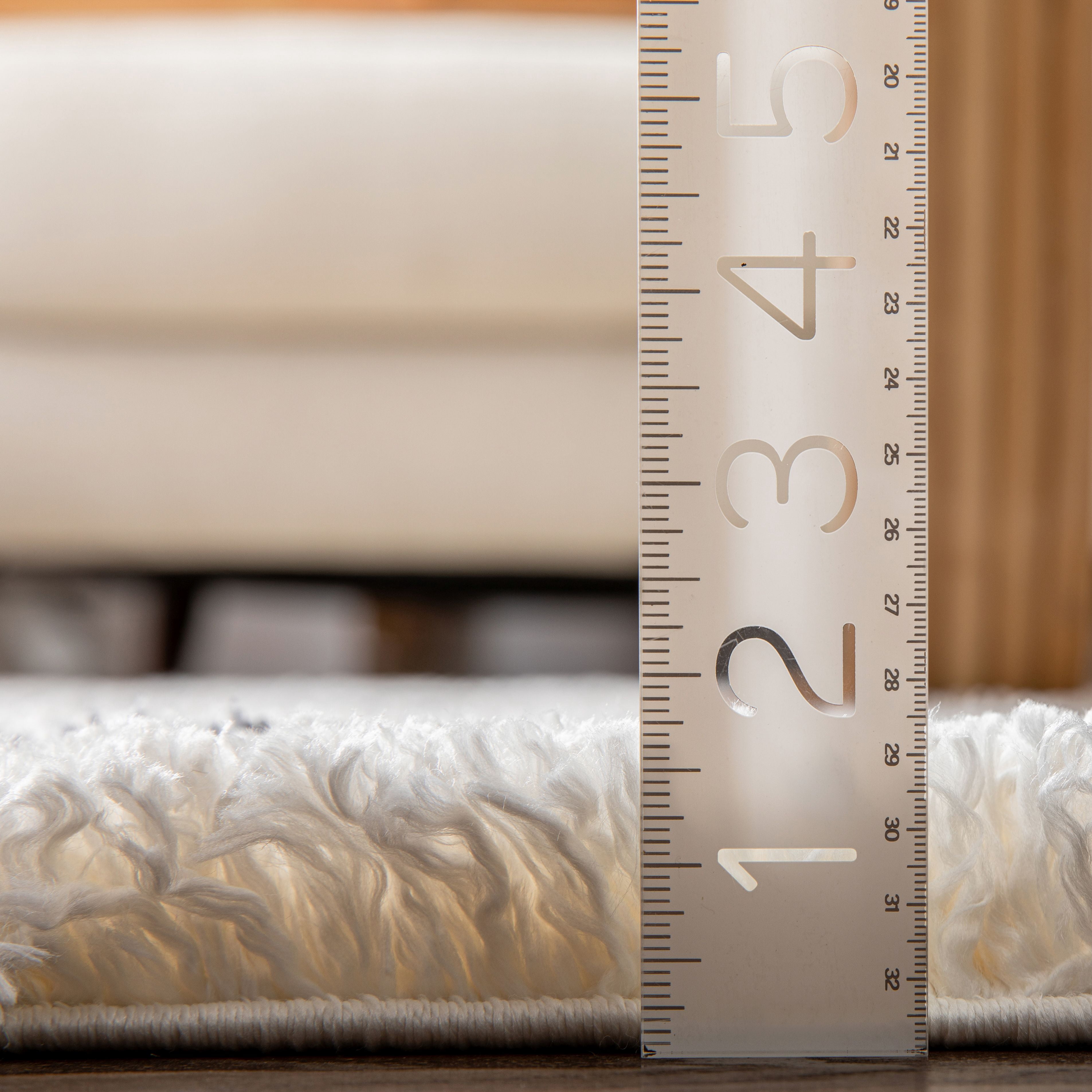 Well Woven Chloe Verdant Tribal Diamond Pattern Ivory 5'3" x 7'3" Super Soft & Thick Shag Area Rug