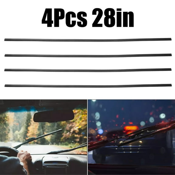 LLDI 4PCS Black Silicone 28" 6mm Car Bus Rubber Frameless Windshield Wiper Blade Refill Strips Replacement Car Accessories