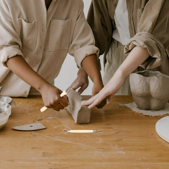 Raindrops 5 Pcs Pottery Clay Sculpting Tools Wood Ceramics carvings Tool Supplies Kit Accessories For Kids Adults And Artists Modeling Shaping Building