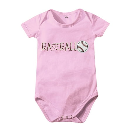 

LYSICSKINEM Toddler Girls Clothes 2t - 3t 9 Month Shorts Boys And Girls Baseball Cartoon Print Short Sleeved Crawl Clothes Summer Solid Color 0 To 24 Months Kids