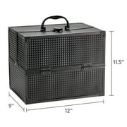 Walmart Large Train Case Cosmetics Organizer with 6 Trays for Travel with Makeup & Accessories, Matte Black, Size 8.6 x 11.8 x 9.4
