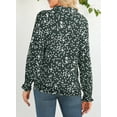 thumbnail image 2 of DOKOTOO Blouses for Women Puff Long Sleeve V Neck Tunic Tops Boho Dressy Casual Chiffon Shirts, 2 of 8