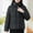 Winter Jackets-Black, variant on Short Quilted Jackets for Women Loose Fitting Casual Zip up Stand Collar Warm Winter Coats with Pockets Fall Fashion Long Sleeve Solid Padded Outerwear