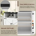 thumbnail image 3 of Euroco 59" Large Sideboard Buffet Cabinet with Storage, Wood Coffee Bar Station with Charging Station,Adjustable Shelves and Open Storage Shef for Living Room,Dining Room,White, 3 of 9