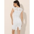 thumbnail image 3 of Vestido Ajustado Elegante Con Encaje Floral Y Manga Casquillo De Punto Elástico Para Mujer Blanco L, 3 of 6