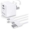 thumbnail image 1 of Cargador iPhone Quntis 2 Piezas 2M Cable USB A a C y Cable C a Lightning Puerto Dual Cargador iPad Bloque de Carga Rápida USB C Plegable Blanco, 1 of 3