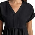 thumbnail image 5 of Briggs Womens V-neck Linen Blend Dress,Black,Large, 5 of 5