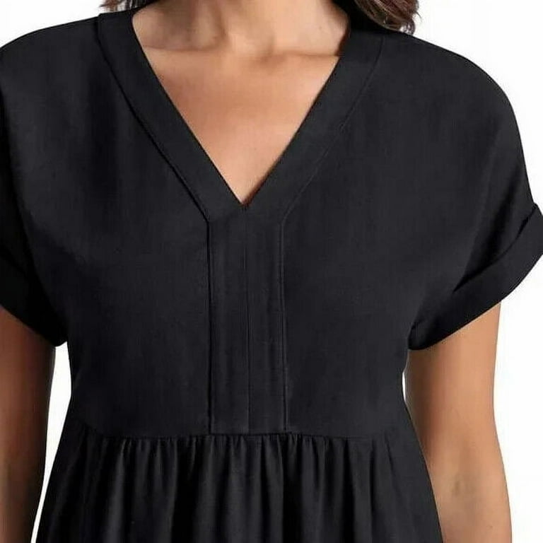 Briggs Womens V-neck Linen Blend Dress - Walmart.com