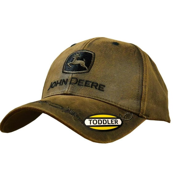 Gorra John Deere para niños pequeños, piel de aceite, marrón