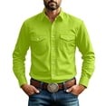 thumbnail image 3 of ZUBKTE Men's Work Shirts Solid-Color Long-Sleeve Button-Down western Shirts with Pockets S-3XL, 3 of 7