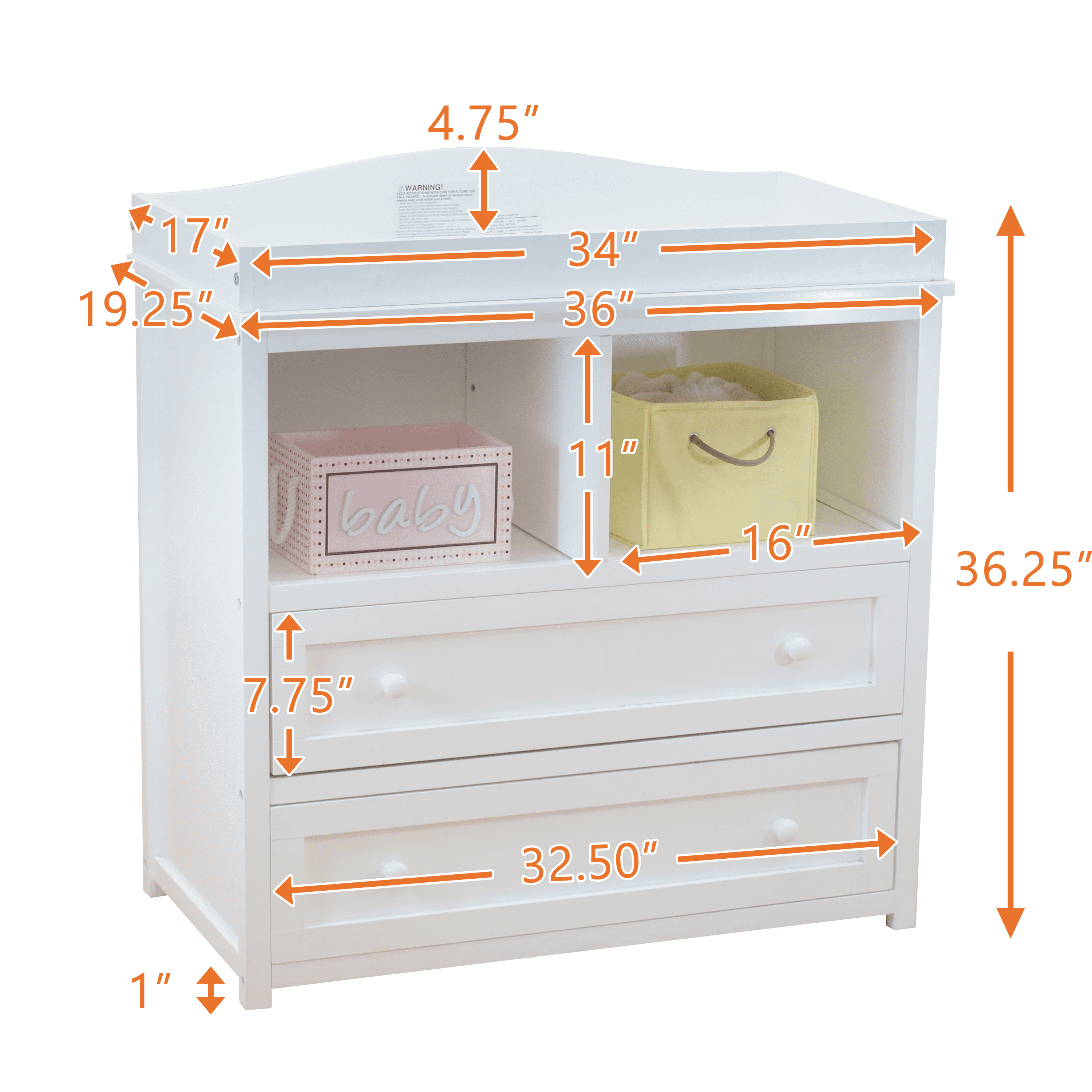 AFG Baby Furniture Leila 2-Drawer Changing Table White