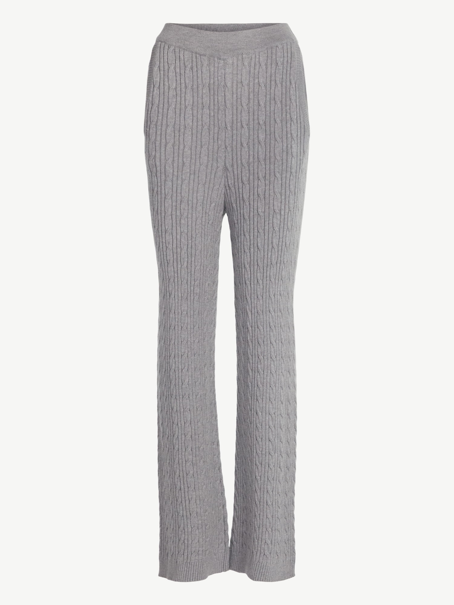 Free Assembly Women's Cozy Yarn Wide Leg Cable Knit Sweater Pants, Size XS-XXL