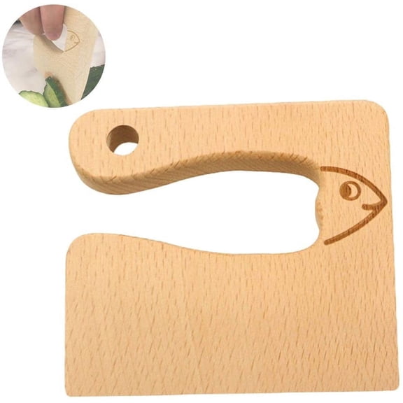 Wooden Kitchen Knife For Kids,Toy Montessori Kids Knife,Wooden Knives,Kids Safe Wooden Knife For Kitchen,Fruit And Vegetable Chopper,For 2-10 Year Olds (Fish)
