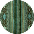 thumbnail image 1 of Ahgly Company Indoor Round Abstract Turquoise Blue Modern Area Rugs, 5' Round, 1 of 4