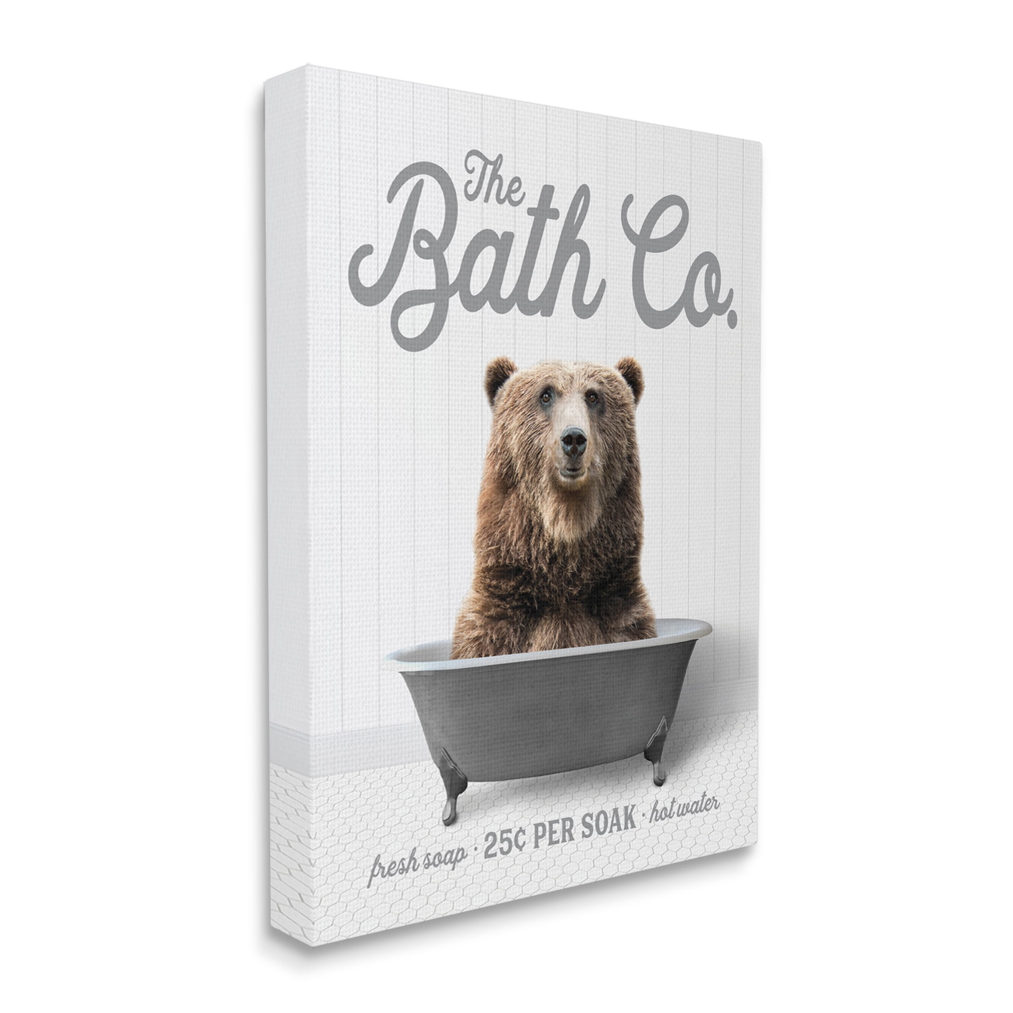 Stupell Industries Bear in Bathtub Animals & Insects Painting Gallery Wrapped Canvas Print Wall Art, 24 x 30