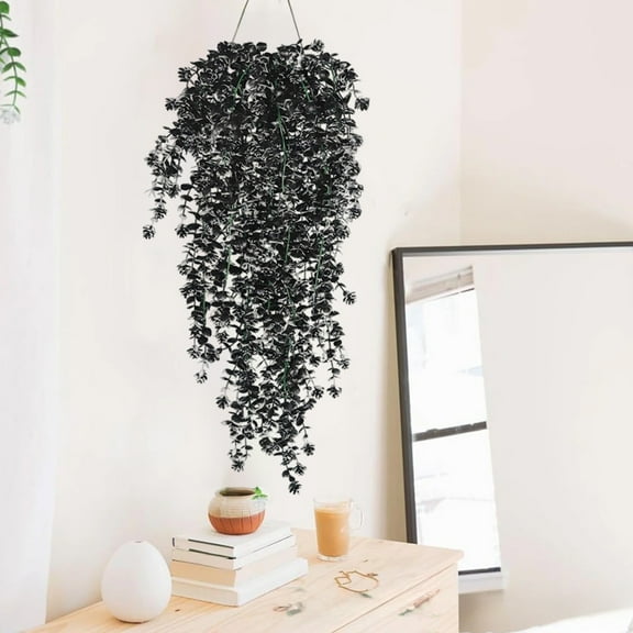 Deeceymbur 29.9in Black Halloween Garland Artificial Hanging Rattan Decor for Fireplace Mantel Door Wall Window Halloween Christmas Party Decorations