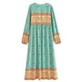 thumbnail image 2 of Floral Print Vintage Women V-neck Lantern Sleeve Tassel Beach Bohemian Maxi Dress Rayon Holiday Boho Dress Robe Vestidos, 2 of 6