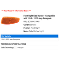 thumbnail image 2 of Front Right Side Marker - Compatible with 2015 - 2022 Jeep Renegade 2016 2017 2018 2019 2020 2021, 2 of 2
