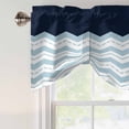 thumbnail image 4 of Blue Chevron Tie Up Valance Curtains for Windows, Kitchen Curtains Window Treatments, Geometric Black Print Wavy Striped White Short Window Shades Valances for Bedroom Bathroom Cafe 54"x18", 4 of 8