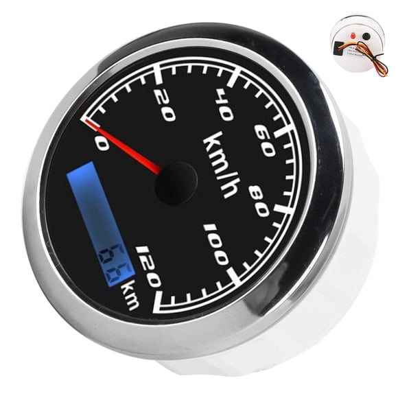 Speedometer, Pointer Display IP67 Waterproof Speed Gauge For Boats For Car For Truck White Dial,Black Dial