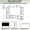 thumbnail image 4 of Particle board Entertainment Wall Unit with 3 Bookshelves, 6 Display Cabinets, 2 Semi-open Shelves and 4 Wine Cabinets, TV Stand with Tempered Glass Door, White, 4 of 9