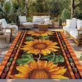 thumbnail image 2 of Sunflowers Outdoor Rug for Patio/Deck/Porch, Non-Slip Large Area Rug 5 x 8 Ft, Farmhouse Vintage Flowers Leaves Orange Stripes Indoor Outdoor Rugs Washable Area Rugs, Camping Rug Carpet Runner, 2 of 8