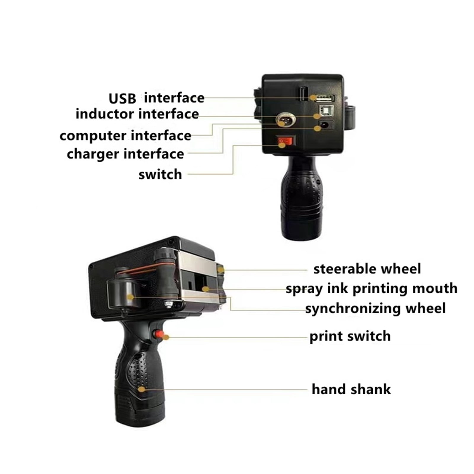 Printer Jet, 25 Languages 12.7mm Smart Printer, Variable QR Strip Batch Code Numbering Logo Label Handheld Thermal Inkjet Printer
--------
,Fast Printing