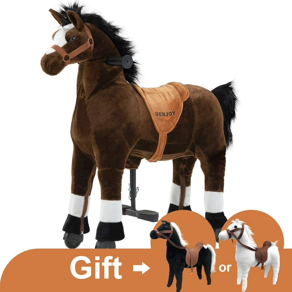 Uenjoy Kids Riding Horse for Kids Plush Ride ons Toy Brown Walmart